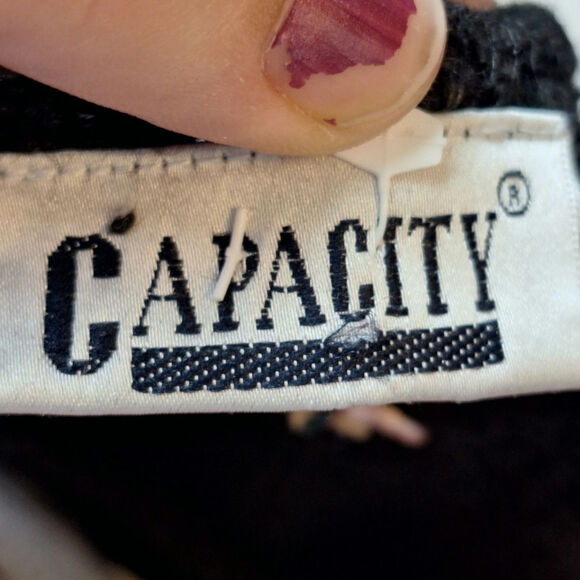 Capacity Women Large Black Knit Embroidered Floral Ribbon 90s Vintage Sweater - Picture 3 of 8